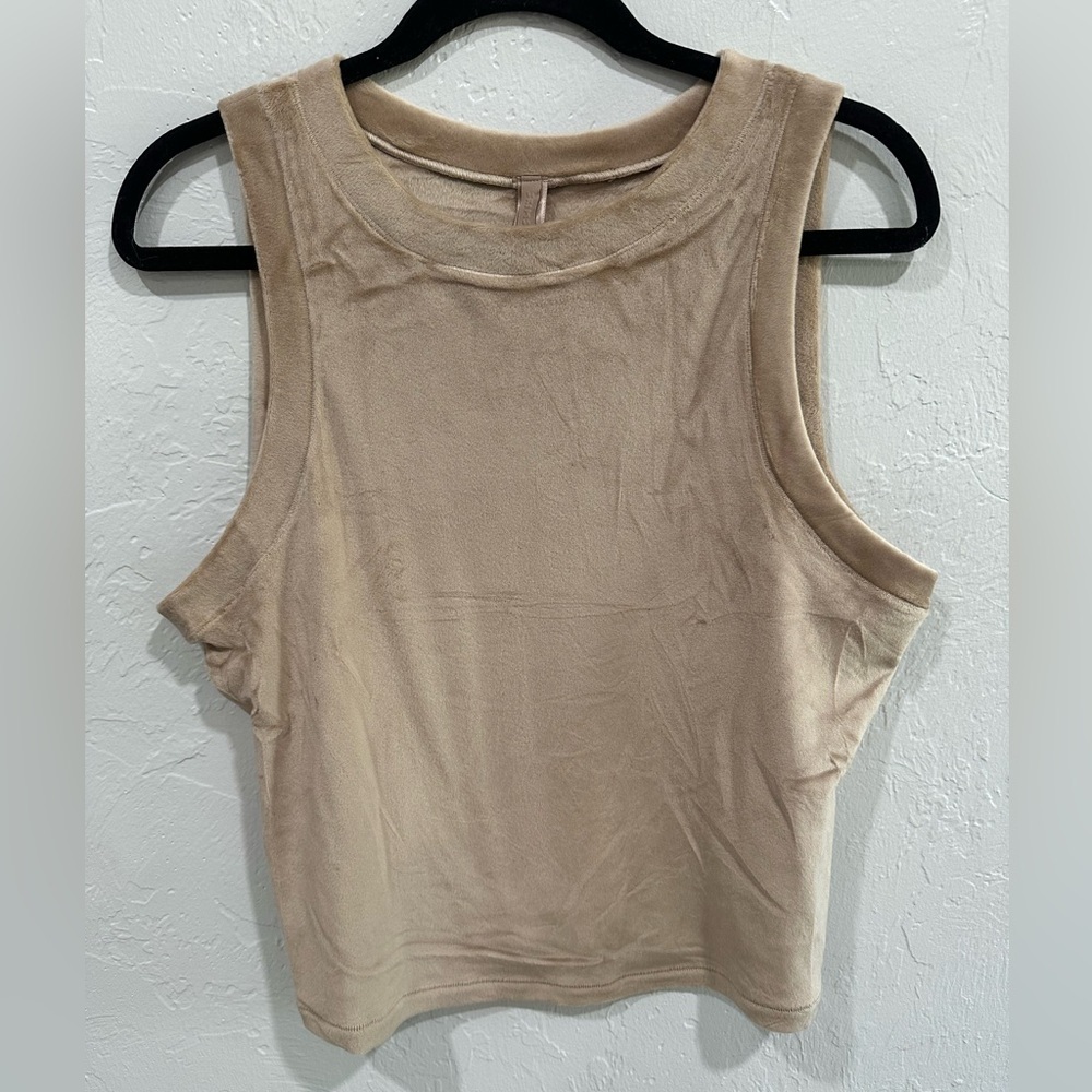 SKIMS VELOUR CREW NECK TANK - HONEY XL